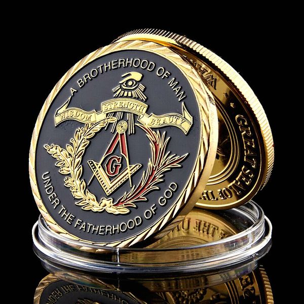 Freemasons Masonic 1oz Gold lated Challenge Coin Golden 3D Design With Case Nice Mason Gift Physical Box
Freemasons Masonic 1oz Gold lated Challenge Coin Golden 3D Design With Case Nice Mason Gift Physical Box