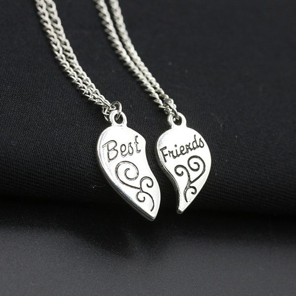 n368 friendship two pieces combination alloy metal necklace heart shape carved pendent necklaces friends girlfriends gift, Silver
n368 friendship two pieces combination alloy metal necklace heart shape carved pendent necklaces friends girlfriends gift, Silver