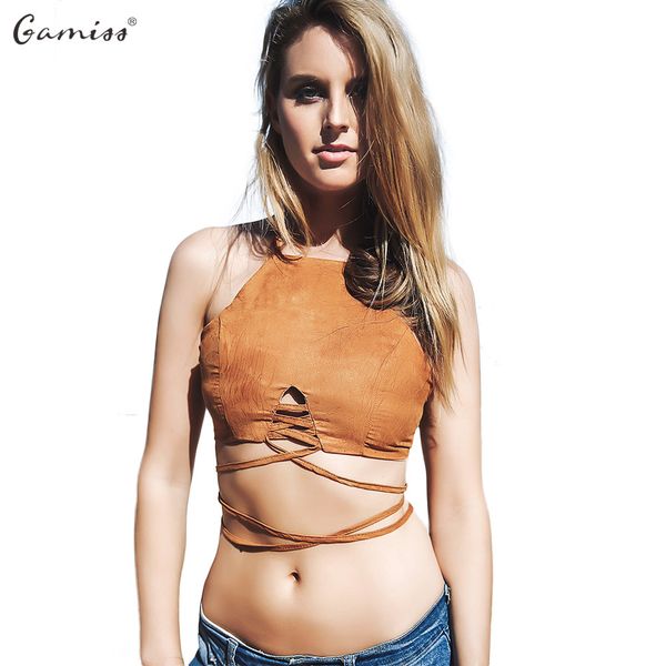 gamiss summer style lace up women cropped tanks vest camis cute sleeveless suede bodycon bandage crop camisole, White
gamiss summer style lace up women cropped tanks vest camis cute sleeveless suede bodycon bandage crop camisole, White
