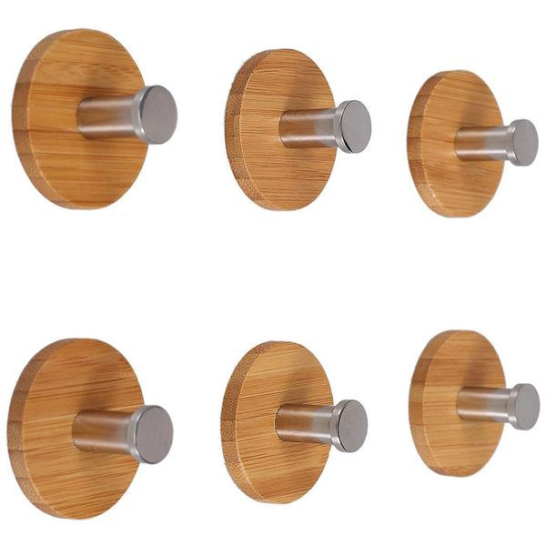 6 packs of bamboo and wood round base single hook stainless steel creative bathroom kitchen wall strong hook
6 packs of bamboo and wood round base single hook stainless steel creative bathroom kitchen wall strong hook