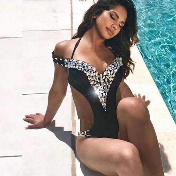 women's one piece swimsuit push up bikini high monokini swimwear beachwear summer beach rhinestone bandage thong swimsuits, White;black
women's one piece swimsuit push up bikini high monokini swimwear beachwear summer beach rhinestone bandage thong swimsuits, White;black