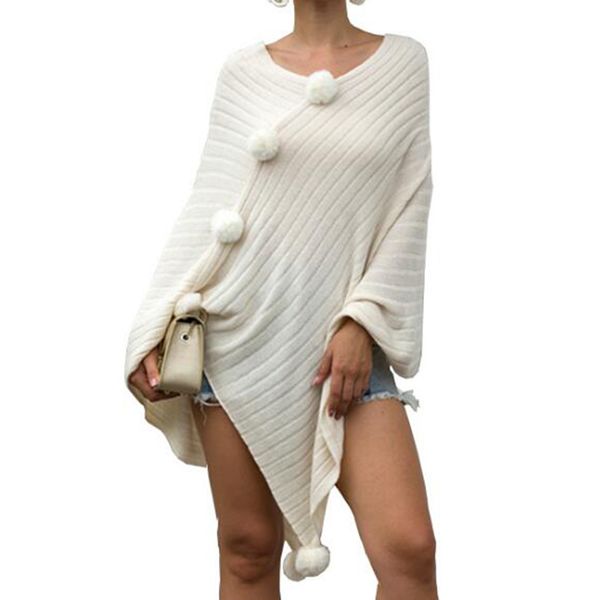 women knitted sweater poncho casual cloak hairball v-neck loose pullovers cape coat autumn winter women's sweater s226, Black
women knitted sweater poncho casual cloak hairball v-neck loose pullovers cape coat autumn winter women's sweater s226, Black