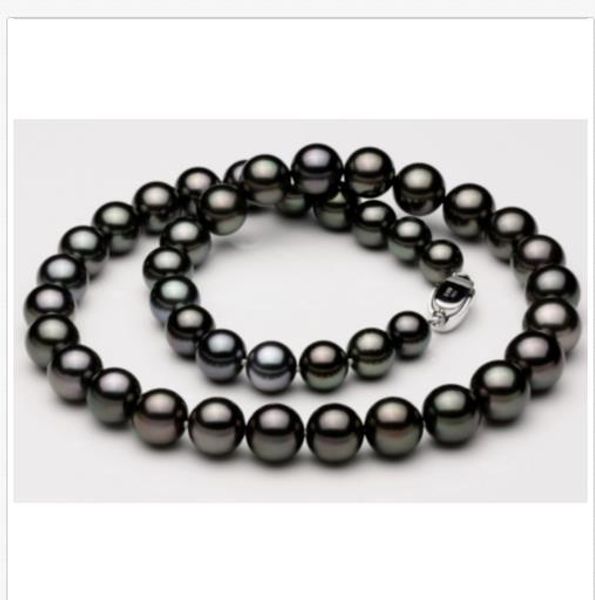 stunning aaa10-11mm tahitian round black green pearl necklace 18inch 925s, Silver
stunning aaa10-11mm tahitian round black green pearl necklace 18inch 925s, Silver