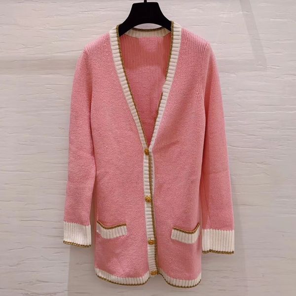 women pink cardigan spring v-neck long sleeve sweater cardigan fashion knitted pocket female, White
women pink cardigan spring v-neck long sleeve sweater cardigan fashion knitted pocket female, White