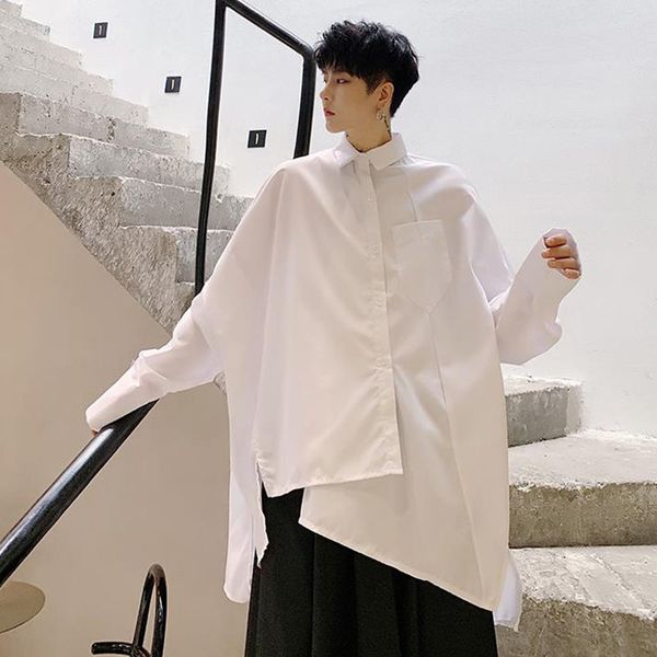 men's casual shirts men long sleeve asymmetric design loose black white shirt male japan hip hop gothic, White;black
men's casual shirts men long sleeve asymmetric design loose black white shirt male japan hip hop gothic, White;black