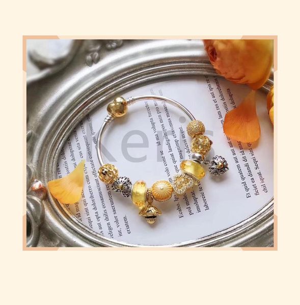 reproduction 100%925 pure silver gold glaze bee bracelet ing, Golden;silver