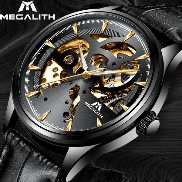 megalith fashion leather strap men sports watch skeleton automatic waterproof mechanical watches for mens clock, Slivery;brown
megalith fashion leather strap men sports watch skeleton automatic waterproof mechanical watches for mens clock, Slivery;brown