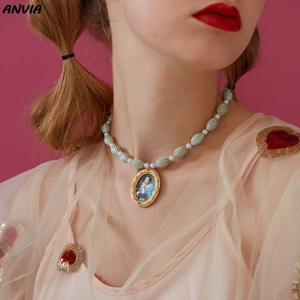 vintage statement necklace baroque pearl art p oil painting gold pendant choker chain blue beads strand bridal wedding gift, Silver
vintage statement necklace baroque pearl art p oil painting gold pendant choker chain blue beads strand bridal wedding gift, Silver