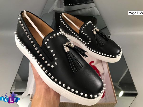 designer brand red bottom sneakers louisfalt studded spikes flats shoes men and women casual party genuine leather shoes with box 1, Black
designer brand red bottom sneakers louisfalt studded spikes flats shoes men and women casual party genuine leather shoes with box 1, Black