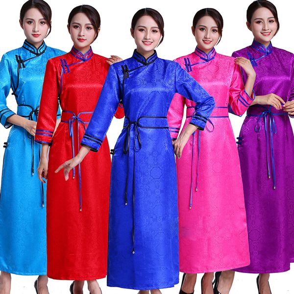 2020 spring side open traditional female ethnic dance clothing mongolia performance costume purple white red long mongolian robe lady, Black;red
2020 spring side open traditional female ethnic dance clothing mongolia performance costume purple white red long mongolian robe lady, Black;red