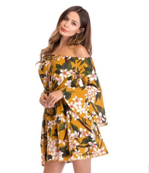 spot cross-border fashion one-word shoulder printing waist tie with large white horn sleeve dress, Black;gray
spot cross-border fashion one-word shoulder printing waist tie with large white horn sleeve dress, Black;gray