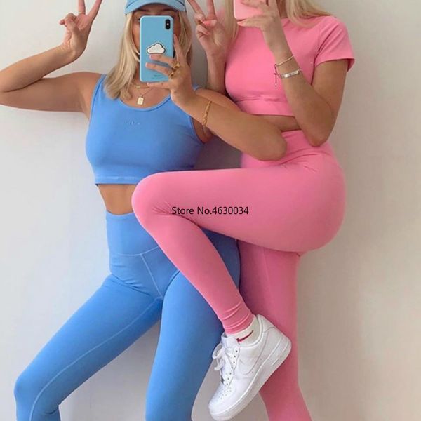 women tracksuit skinny 2 piece set women short sleeve solid pink/blue fitness sportswear elastic hight streetwear casual, White
women tracksuit skinny 2 piece set women short sleeve solid pink/blue fitness sportswear elastic hight streetwear casual, White