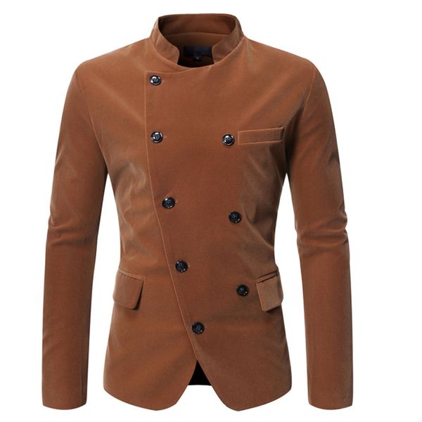 2019 new men's casual slanting threshold double-breasted collar suit black burgundy brown men's fashion casual suit jacket, White;black
2019 new men's casual slanting threshold double-breasted collar suit black burgundy brown men's fashion casual suit jacket, White;black