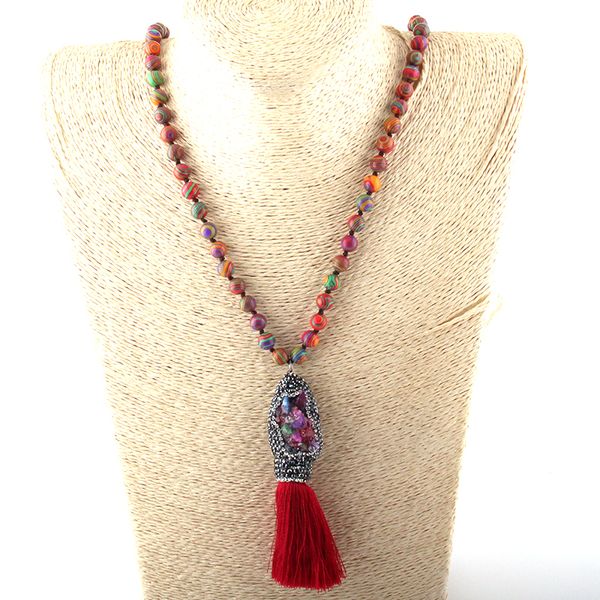 fashion bohemian jewelry stones knotted natural druzy & tassel necklaces for women ethnic necklace, Silver
fashion bohemian jewelry stones knotted natural druzy & tassel necklaces for women ethnic necklace, Silver