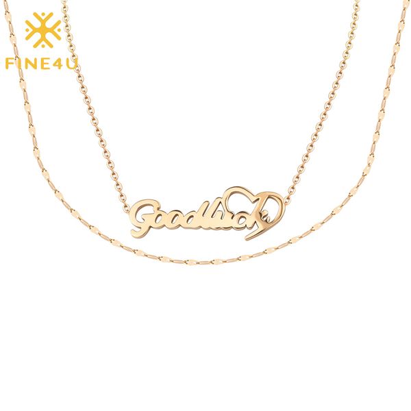 fine4u n395 stainless steel double layer chokers necklace good lucky jewelry for women girl birthday gifts, Golden;silver
fine4u n395 stainless steel double layer chokers necklace good lucky jewelry for women girl birthday gifts, Golden;silver