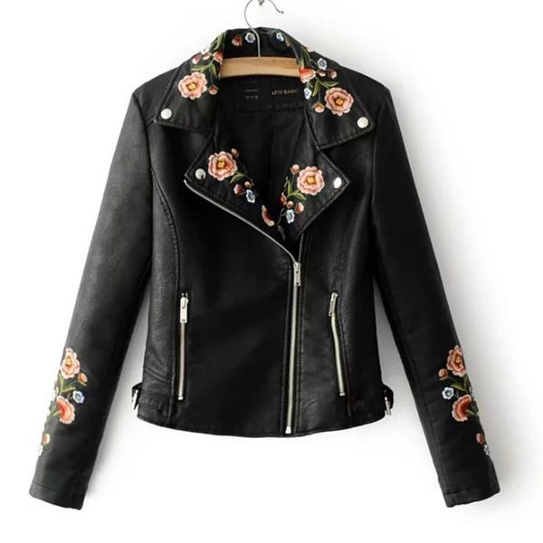 black high-grade embroidered pu leather jacket coats spring and autumn women's fashion lapel zipper pu leather jacket pink coats
black high-grade embroidered pu leather jacket coats spring and autumn women's fashion lapel zipper pu leather jacket pink coats