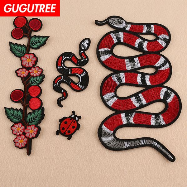 

gugutree embroidery big patches snake patches badges applique patches for clothing bp-624, Black