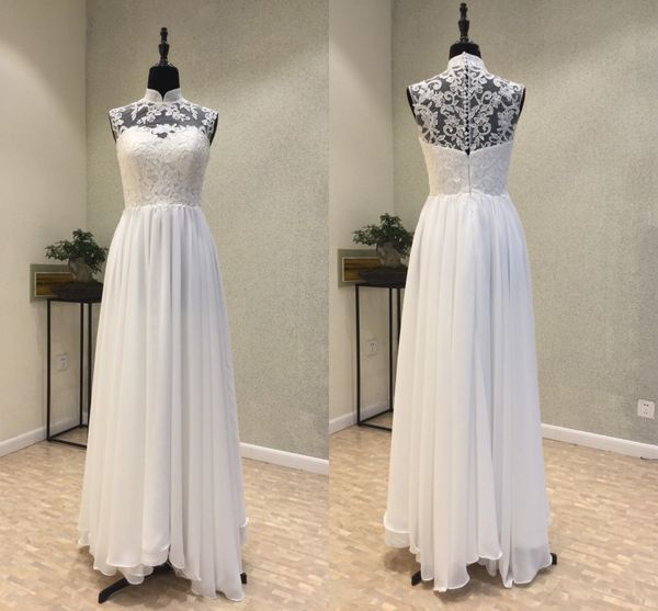 latest high neck chiffon wedding dresses 2019 lace button back floor-length bridal wedding gowns bride dresses vestido de novia, White
latest high neck chiffon wedding dresses 2019 lace button back floor-length bridal wedding gowns bride dresses vestido de novia, White