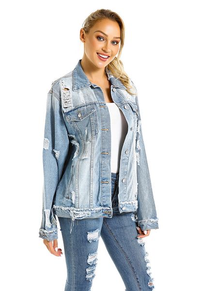 fashion women long sleeve european type hole loose vintage denim jeans coats jackets, Black;brown
fashion women long sleeve european type hole loose vintage denim jeans coats jackets, Black;brown