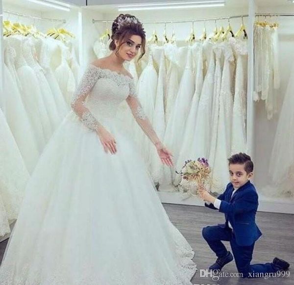 setwell off sholder long sleeves wedding dress tulle lace appliques wedding gowns simple bridal dress, White
setwell off sholder long sleeves wedding dress tulle lace appliques wedding gowns simple bridal dress, White