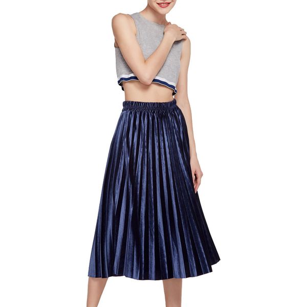 fashion lady's high-waist velvet purely elastic pleated half-length skirt 2019 women pleated casual daily fashion skirt g0405#20, Black
fashion lady's high-waist velvet purely elastic pleated half-length skirt 2019 women pleated casual daily fashion skirt g0405#20, Black