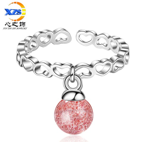 natural strawberry crystal ring womens heart-to-heart pink crystal recruit peach niche cold wind ring, Silver
natural strawberry crystal ring womens heart-to-heart pink crystal recruit peach niche cold wind ring, Silver