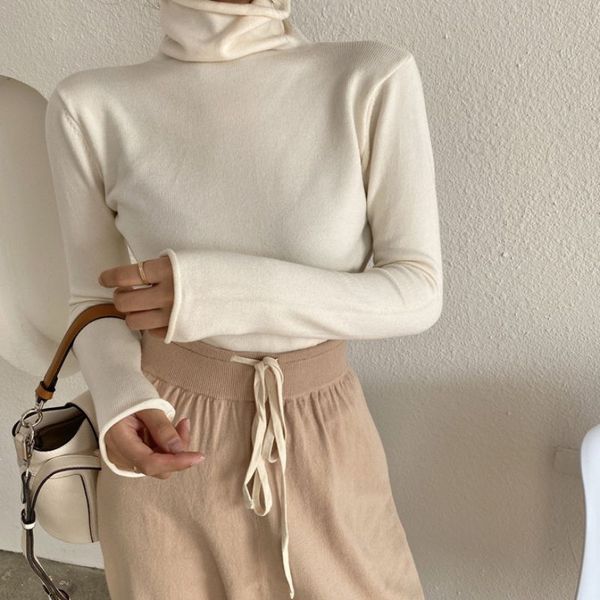 long sleeve solid color women turtleneck sweater 2019 autumn winter slim female long sleeves knitted pullovers, White;black
long sleeve solid color women turtleneck sweater 2019 autumn winter slim female long sleeves knitted pullovers, White;black