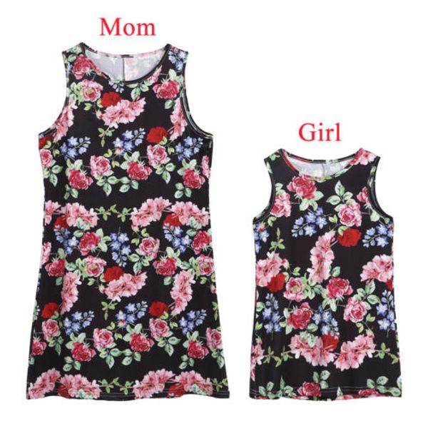 2019 Family Matching Sleeveless Dress Mom Girl Floral Party Sundress 2-12t/s-xxl