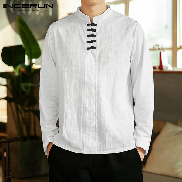 incerun vintage men long sleeve shirt cotton stand collar chinese style blouse brand elegant 2019 solid color casual mens shirts, White;black
incerun vintage men long sleeve shirt cotton stand collar chinese style blouse brand elegant 2019 solid color casual mens shirts, White;black