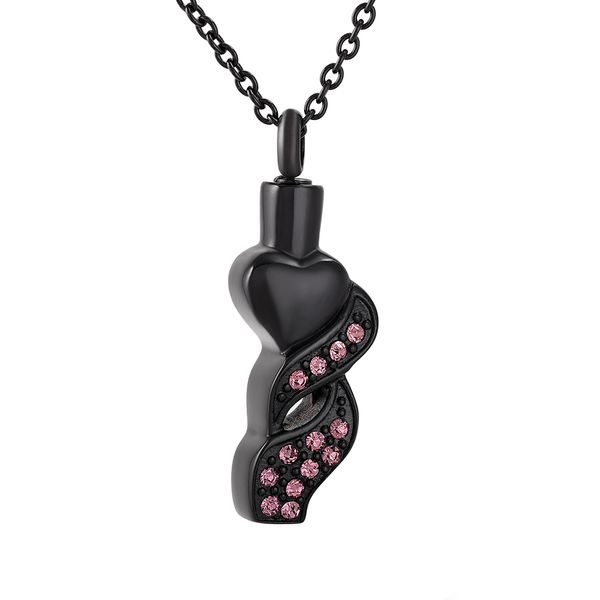 ijd9841 black heart shaped pink crystal stainless steel cremation keepsake pendant for ashes urn funeral memorial souvenir jewelry, Silver
ijd9841 black heart shaped pink crystal stainless steel cremation keepsake pendant for ashes urn funeral memorial souvenir jewelry, Silver