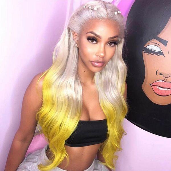 fashion new ombre grey to yellow simulation brazilian human hair wig long wavy heat resistant synthetic lace front women wigs, Black
fashion new ombre grey to yellow simulation brazilian human hair wig long wavy heat resistant synthetic lace front women wigs, Black