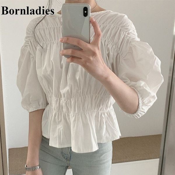 bornladies новый 2020 лето женщин блузка рубашки твердого multi цветы повседневный puff рукав vintage fold драпированных wild коротких голен, White
bornladies новый 2020 лето женщин блузка рубашки твердого multi цветы повседневный puff рукав vintage fold драпированных wild коротких голен, White