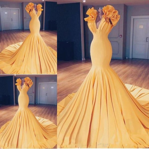 yellow mermaid prom dresses v neck ruffles sweep train evening dress south african women formal party dress gowns robe de soiree, Black;red
yellow mermaid prom dresses v neck ruffles sweep train evening dress south african women formal party dress gowns robe de soiree, Black;red