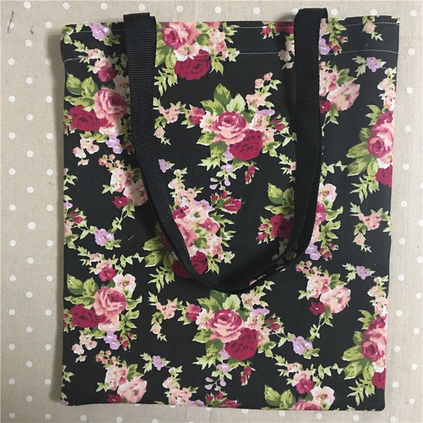 yile thin cotton canvas eco shopping tote shoulder bag print rose flower black base l302
yile thin cotton canvas eco shopping tote shoulder bag print rose flower black base l302