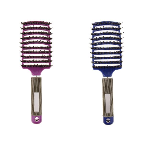 2 pieces soft bristle hair brush - curved, vented detangling hair brush for women long, thick, thin, curly & tangled hair, Silver
2 pieces soft bristle hair brush - curved, vented detangling hair brush for women long, thick, thin, curly & tangled hair, Silver