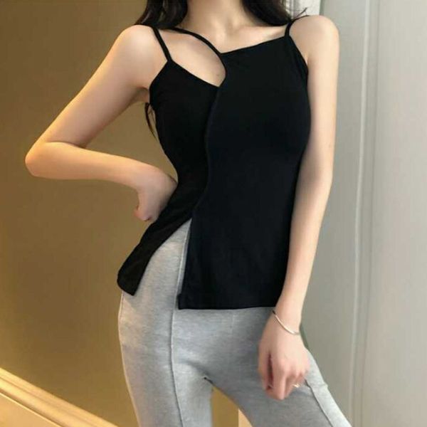 sleeveless sling women haut femme women solid color irregular collar tank 2019 cotton summer casual camis fashion, White
sleeveless sling women haut femme women solid color irregular collar tank 2019 cotton summer casual camis fashion, White
