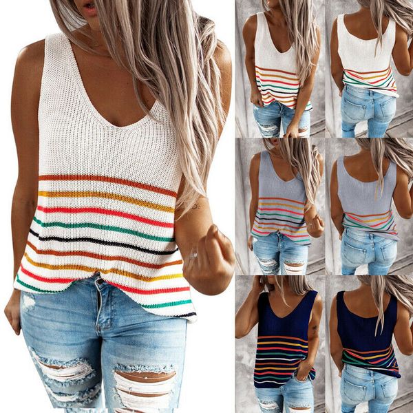 women's tanks & camis 2021 women striped slim camisole tank ladies sleeveless vest t shirt blouse, White
women's tanks & camis 2021 women striped slim camisole tank ladies sleeveless vest t shirt blouse, White