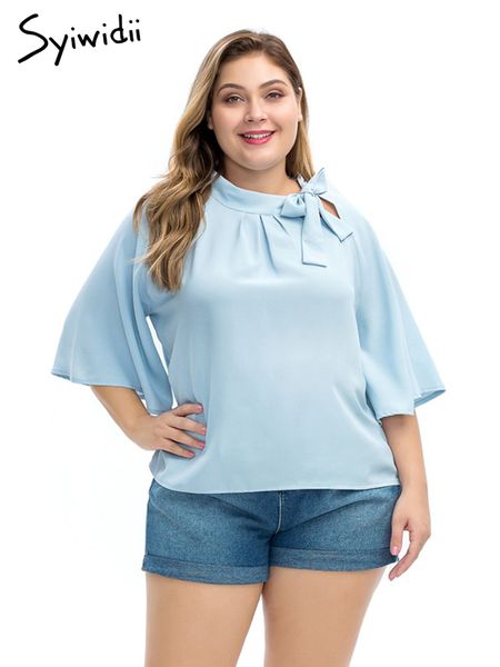 6xl plus size women sky blue blouse green chiffon summer short flare sleeve o neck with bow oversized shirts women 3 4 5xl, White
6xl plus size women sky blue blouse green chiffon summer short flare sleeve o neck with bow oversized shirts women 3 4 5xl, White