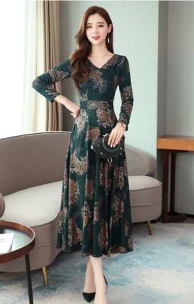 autumn long slim long-sleeved temperament printing a-line skirt waist was thin atmosphere dress, Black;gray
autumn long slim long-sleeved temperament printing a-line skirt waist was thin atmosphere dress, Black;gray