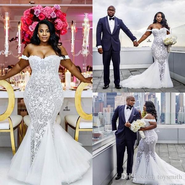 modest plus size wedding gowns mermaid off shoulder sweetheart african bridal gowns sweep train lace appliqued wedding gowns, White
modest plus size wedding gowns mermaid off shoulder sweetheart african bridal gowns sweep train lace appliqued wedding gowns, White