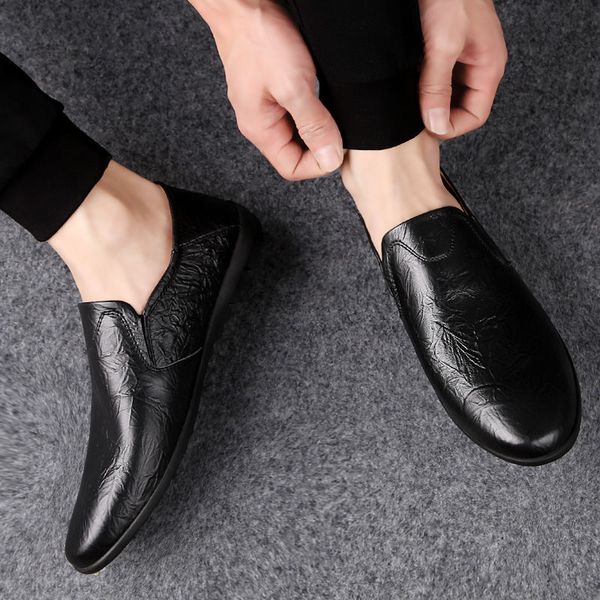 men leather flat business casual shoes driving shoes loafers soft moccasins autumn male breathable peas zapatillas hombre, Black
men leather flat business casual shoes driving shoes loafers soft moccasins autumn male breathable peas zapatillas hombre, Black