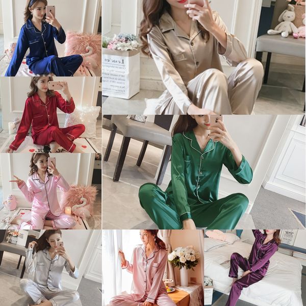 autumn women's pajamas imitation silk pure cardigan long sleeve home home clothes trousers simulation trousers clothes women's sui, Blue;red
autumn women's pajamas imitation silk pure cardigan long sleeve home home clothes trousers simulation trousers clothes women's sui, Blue;red