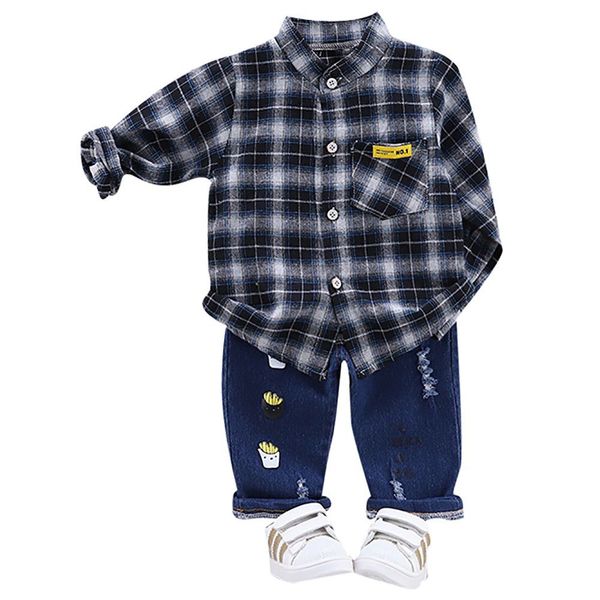 autumn children baby boys set casual long sleeve plaid print casual shirt +cartoon denim pants trouser set, White
autumn children baby boys set casual long sleeve plaid print casual shirt +cartoon denim pants trouser set, White