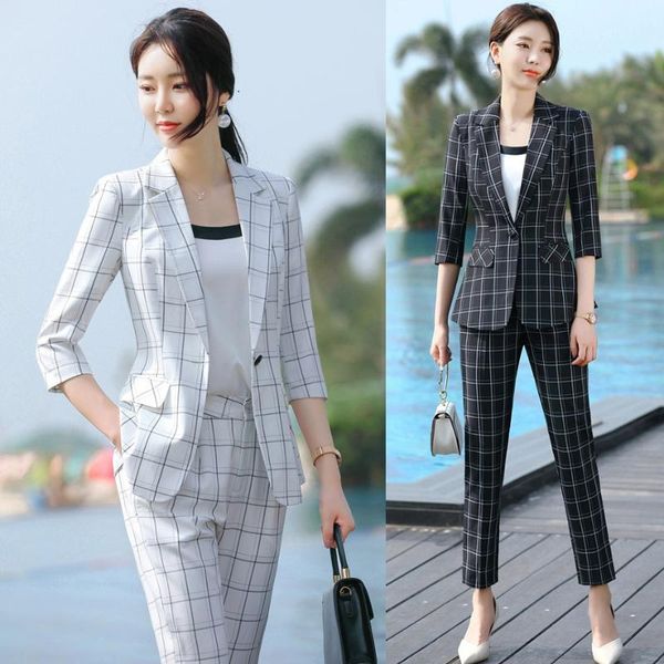 women's suits & blazers 2021 fashion ladies white blazer women business formal office work wear half sleeve jeckets and pant set, White;black
women's suits & blazers 2021 fashion ladies white blazer women business formal office work wear half sleeve jeckets and pant set, White;black