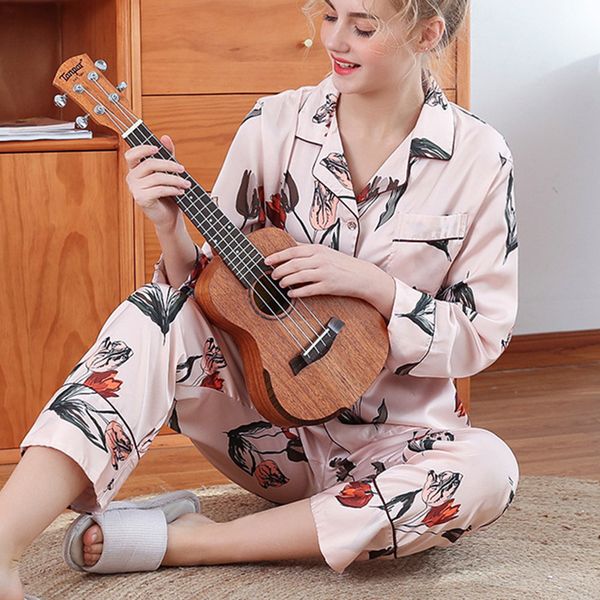 new silk 2019 women pajamas set spring summer pajama female plus size sleepwear women long sleeve satin sleepwear nightwear, Blue;gray
new silk 2019 women pajamas set spring summer pajama female plus size sleepwear women long sleeve satin sleepwear nightwear, Blue;gray