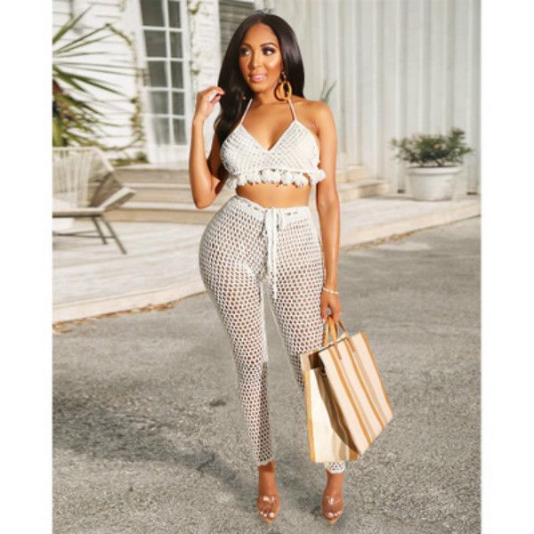 women clothing 2 piece set fashion stylist quick-drying suit mesh tassel straps bikini pants suit slim suits summer new, White
women clothing 2 piece set fashion stylist quick-drying suit mesh tassel straps bikini pants suit slim suits summer new, White