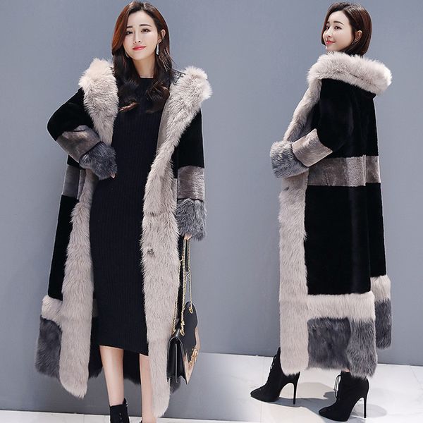 2019 new autumn winter faux fur coat women clothes plus size fur collar hooded fashion elegant thick warm long parkas coat x944, Black
2019 new autumn winter faux fur coat women clothes plus size fur collar hooded fashion elegant thick warm long parkas coat x944, Black