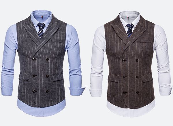 setwelldrees men stripe vests fashion double breasted suit waistcoats business office work casual dark grey coffee gilet(one vest), Black
setwelldrees men stripe vests fashion double breasted suit waistcoats business office work casual dark grey coffee gilet(one vest), Black