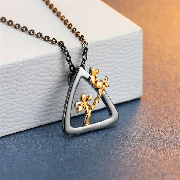 simple female black gold pendant necklace unique hollow triangle chain necklaces for women charm bridal flower wedding necklace, Silver
simple female black gold pendant necklace unique hollow triangle chain necklaces for women charm bridal flower wedding necklace, Silver