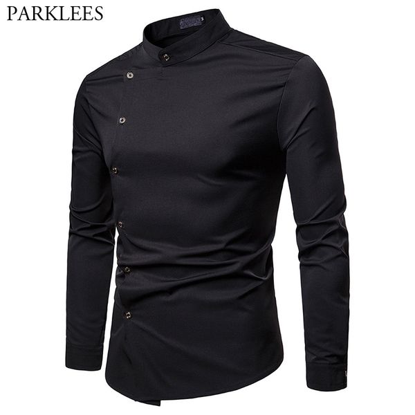 black mandarin collar slant button shirt men 2019 new slim fit long sleeve tuxedo dress shirt men casual wedding chemise homme, White;black
black mandarin collar slant button shirt men 2019 new slim fit long sleeve tuxedo dress shirt men casual wedding chemise homme, White;black